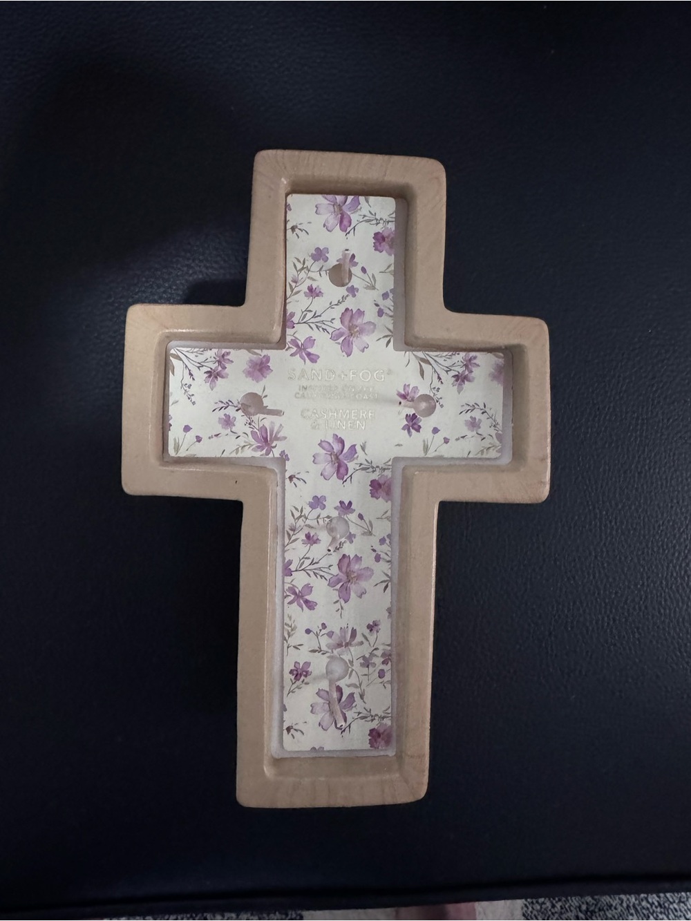 Floral Cross Wall Accent in Cream and Light Purple - Handcrafted Home Decor